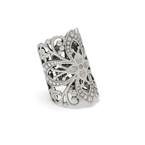 Chanour Jewelry Silver Plated Adjustable Filigree Floral Bohemian Ring